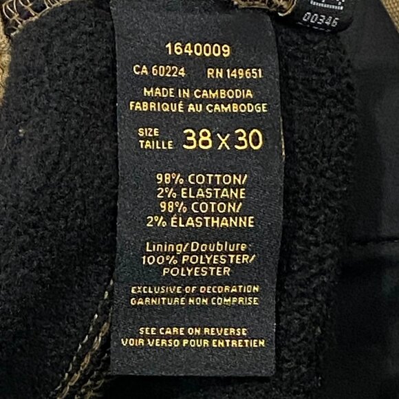 CAT Caterpillar Work Pants Mens 38 x 30 Brown Canvas Fleece Lined Insulated - Picture 10 of 11